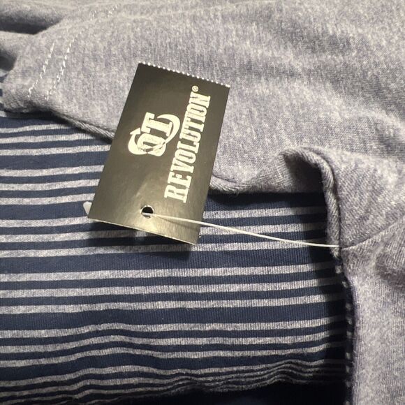 NWT Revolution Mens Sz Medium Gray And Blue Striped T Shirt Short Sleeve Soft - Picture 4 of 4